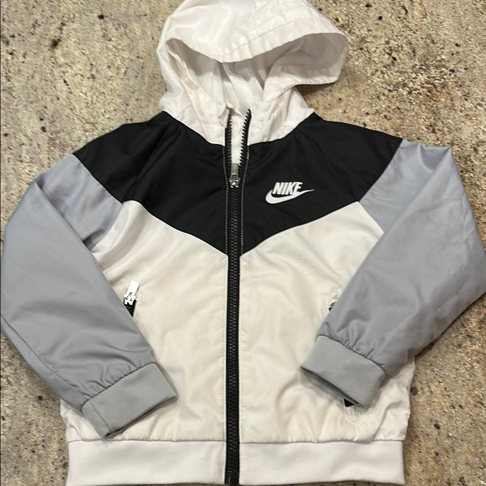 Nike Kids' White and Gray Hooded Sweatshirt